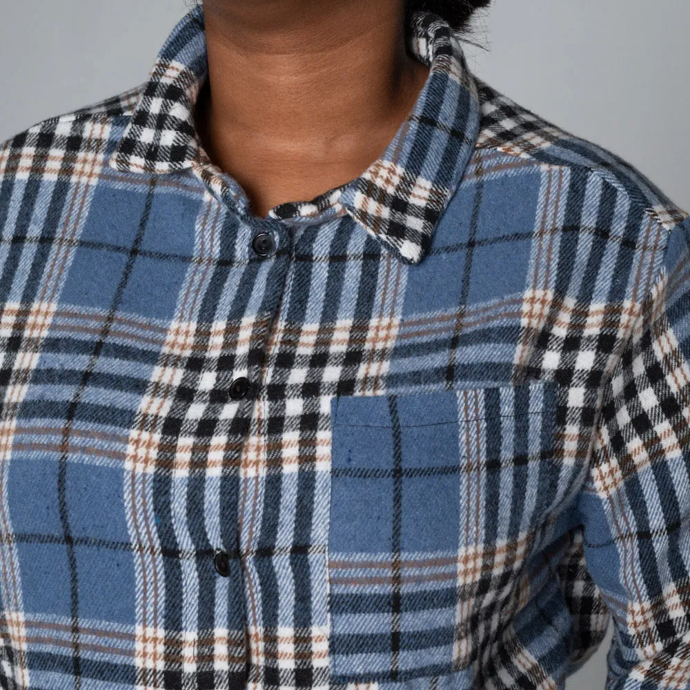 Cotton Brush Check Print Shacket sold by Fashion World product image thumbnail 3