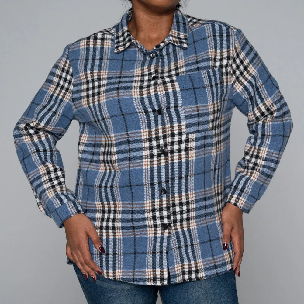 Cotton Brush Check Print Shacket sold by Fashion World