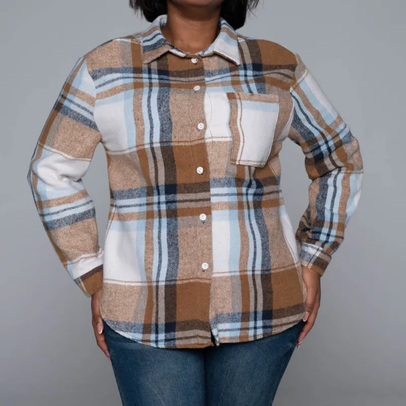Stone Check Print Shacket sold by Fashion World
