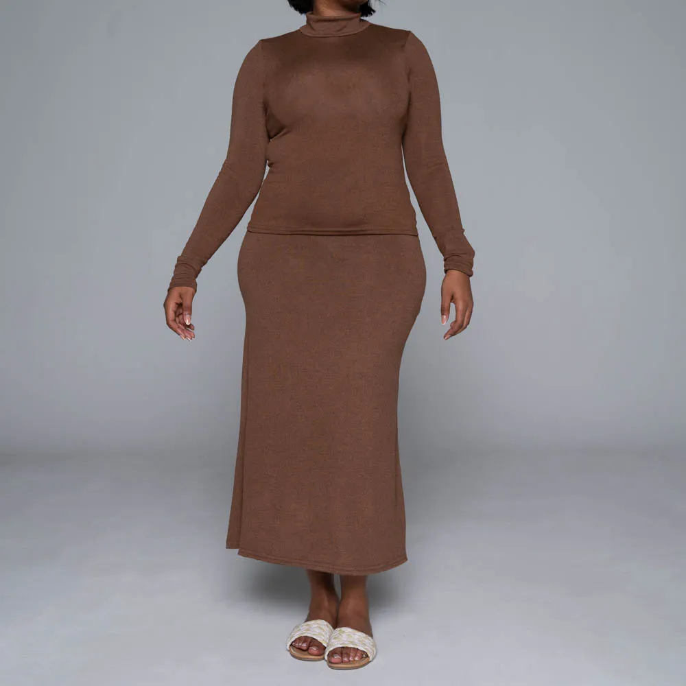 Brown Jersey Knit Skirt sold by Fashion World product image thumbnail 3