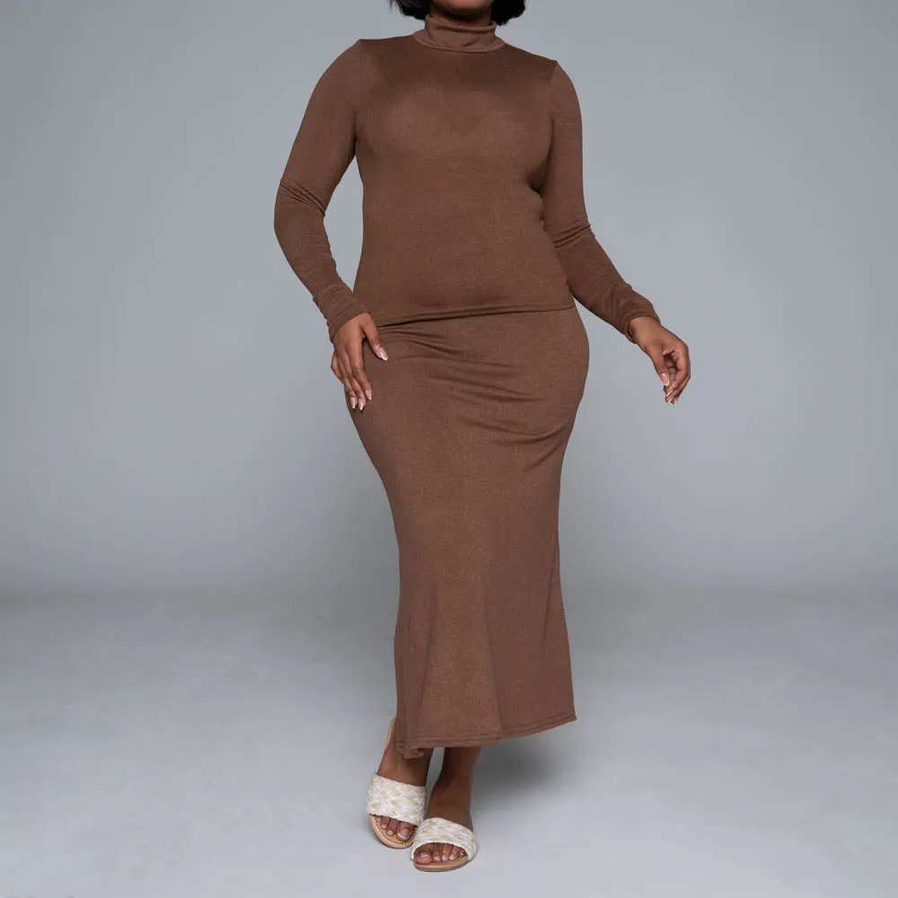 Brown Jersey Knit Skirt sold by Fashion World product image thumbnail 2