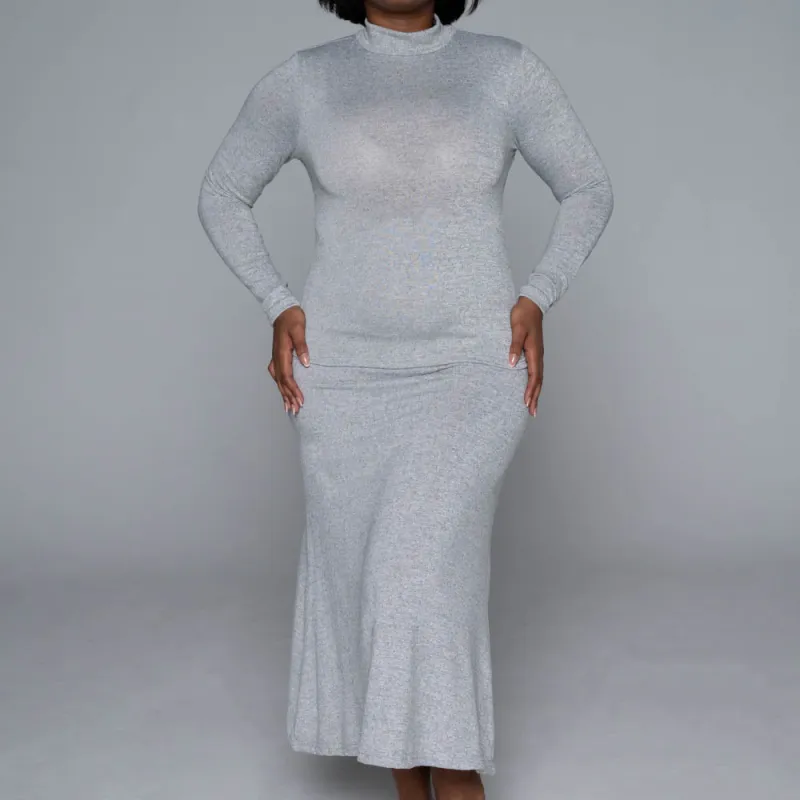 Grey Long Sleeve Jersey Knit Top sold by Fashion World