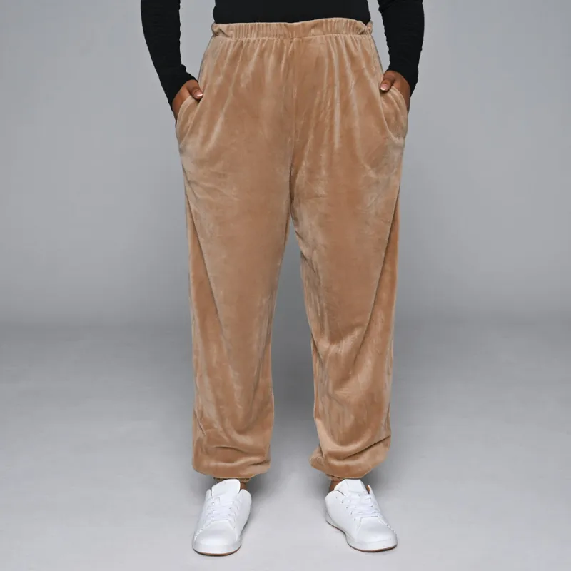 Camel Plus Size Velour Track Pants sold by Fashion World