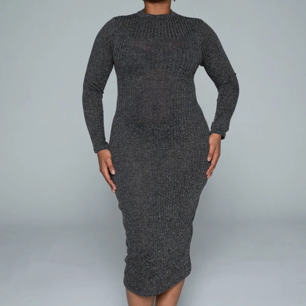 Black Rib Turtle Neck Dress sold by Fashion World