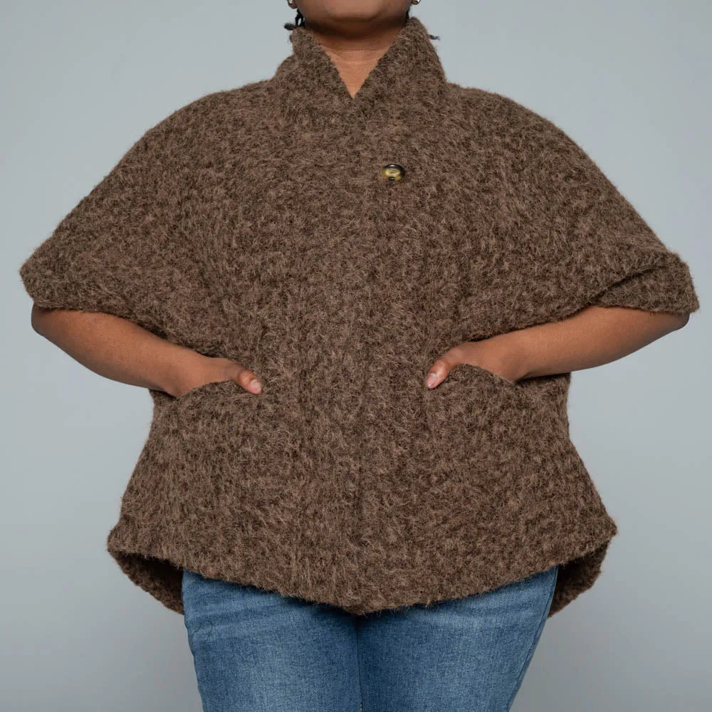 Chocolate Mohair Knitted Melton Jacket sold by Fashion World product image thumbnail 4