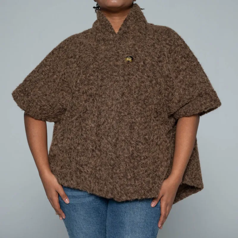 Chocolate Mohair Knitted Melton Jacket sold by Fashion World