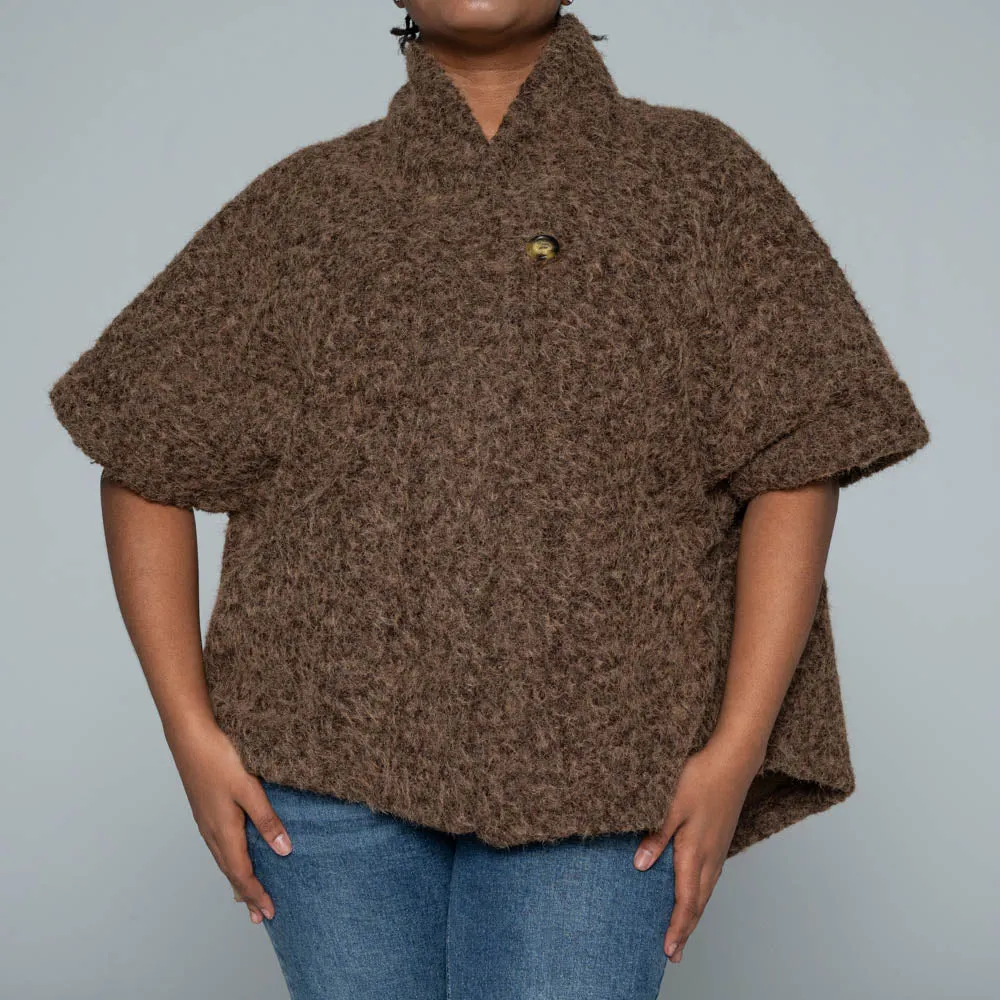 Chocolate Mohair Knitted Melton Jacket sold by Fashion World