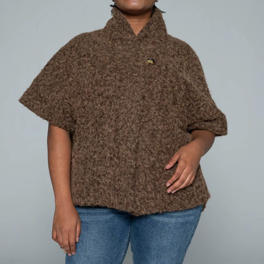 Chocolate Mohair Knitted Melton Jacket sold by Fashion World product image thumbnail 2