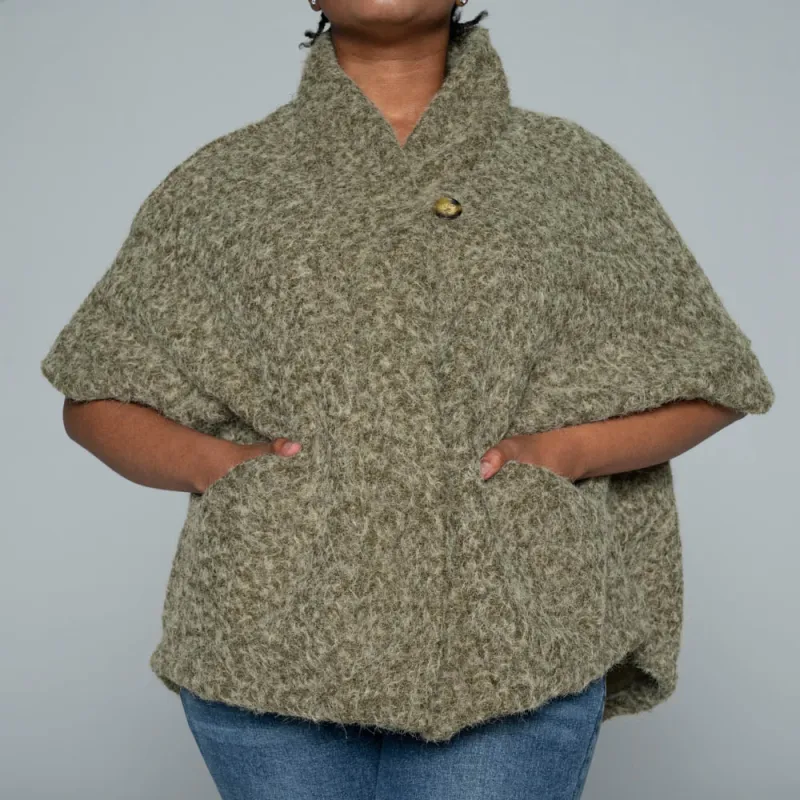 Olive Mohair Knitted Melton Jacket sold by Fashion World