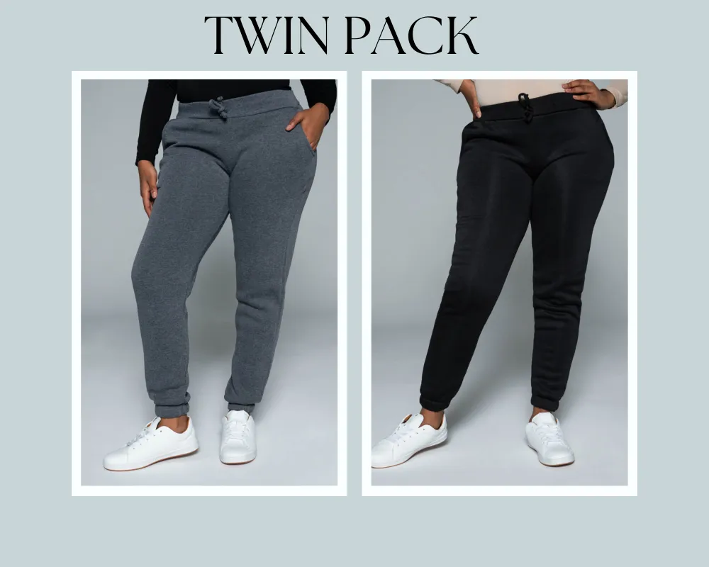 Black And Charcoal Twin Pack Joggers sold by Fashion World