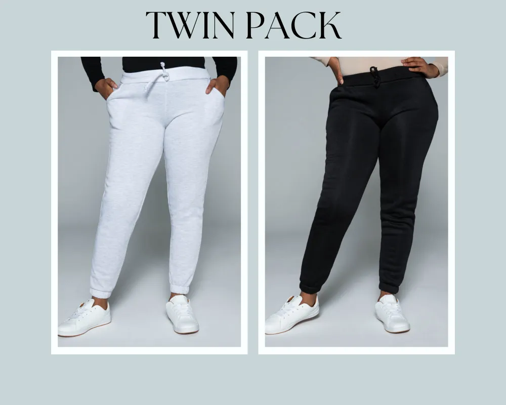 Black And Ice Melange Twin Pack Joggers sold by Fashion World