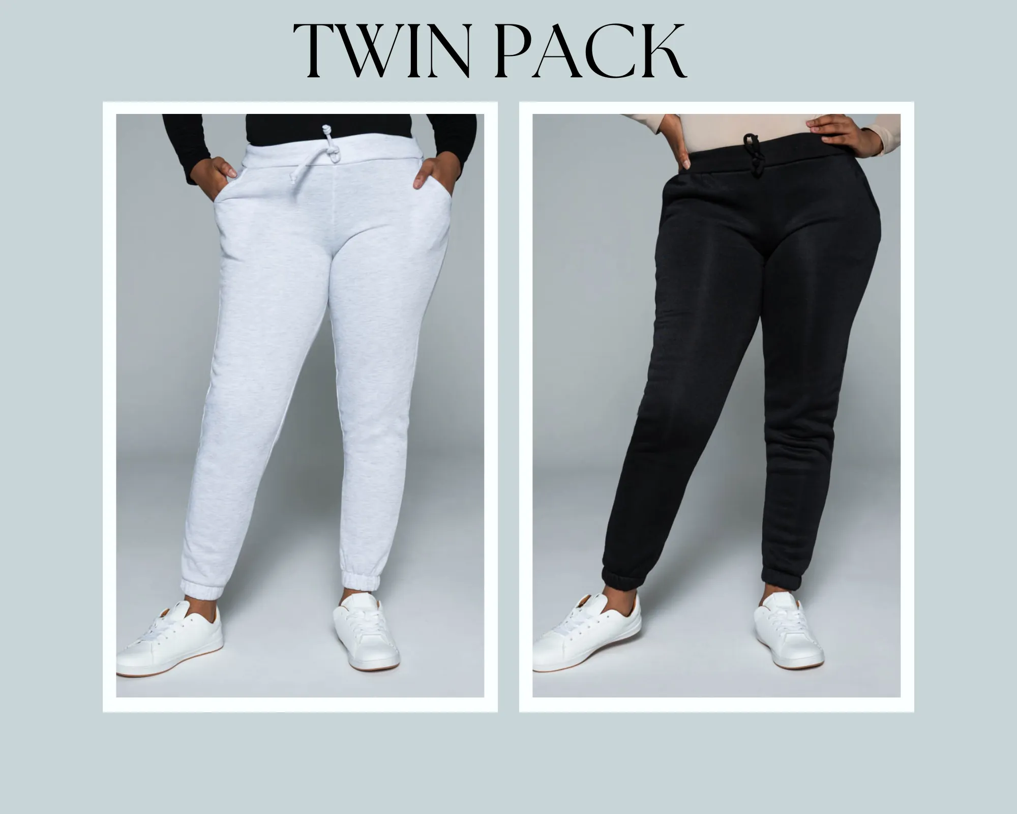 Black And Ice Melange Twin Pack Joggers sold by Fashion World