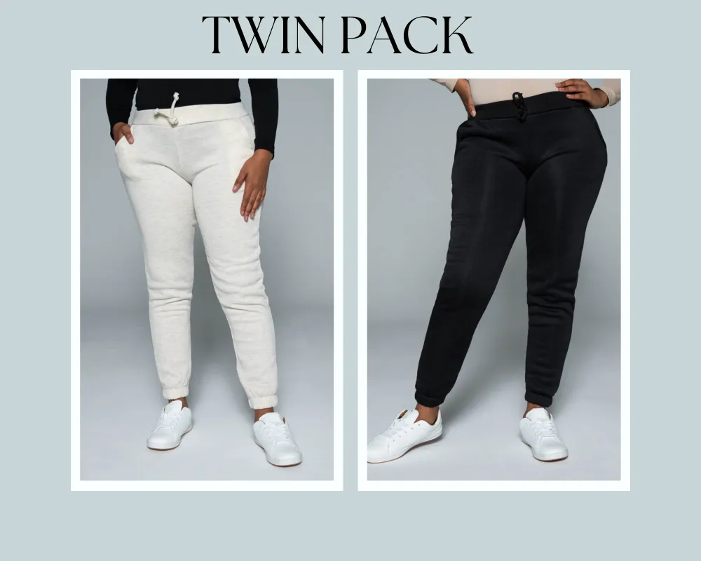 Black And Oatmeal Twin Pack Joggers sold by Fashion World