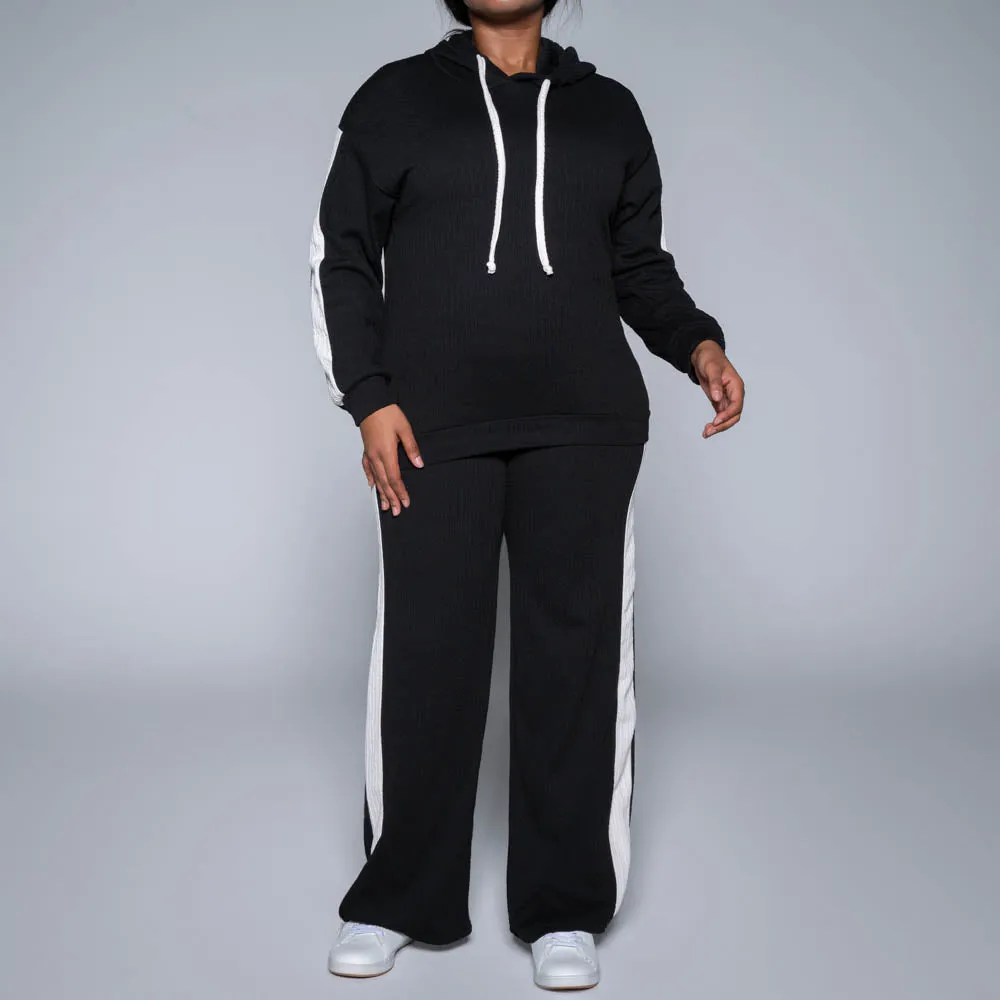 Black Striped Hooded Top sold by Fashion World product image thumbnail 2