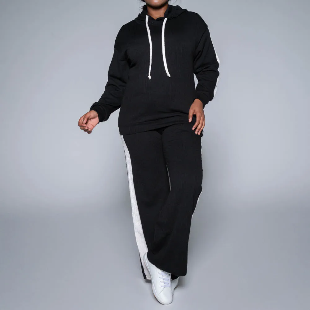 Black Striped Hooded Top sold by Fashion World product image thumbnail 5