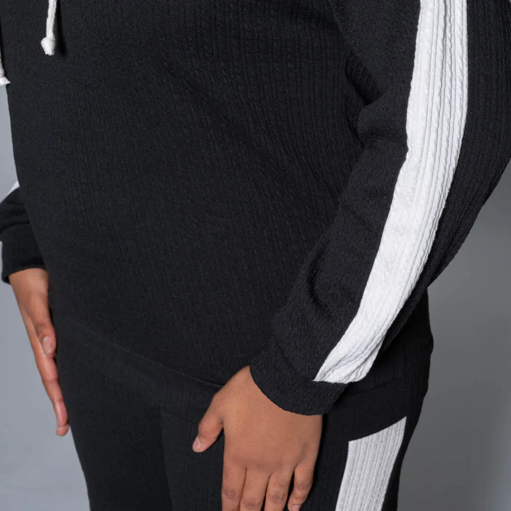 Black Striped Hooded Top sold by Fashion World product image thumbnail 3