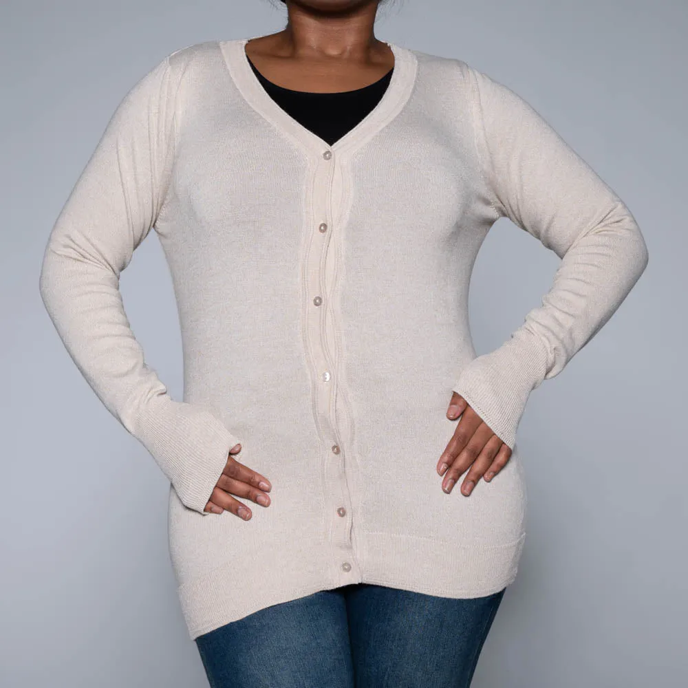 Beige Long Sleeve Cardigan sold by Fashion World