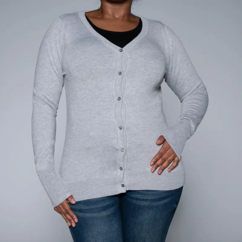 Grey Long Sleeve Cardigan sold by Fashion World