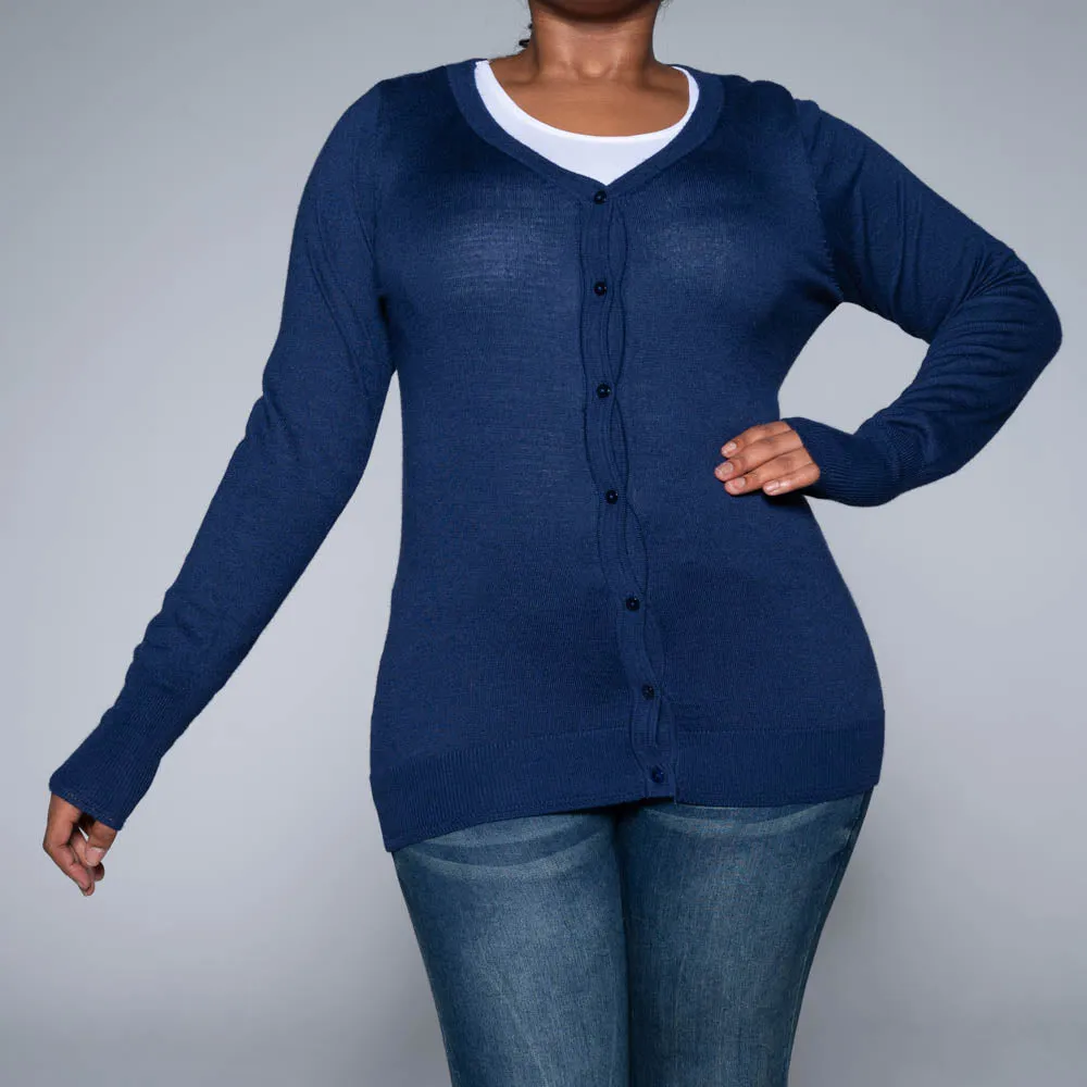 Navy Long Sleeve Cardigan sold by Fashion World product image thumbnail 2