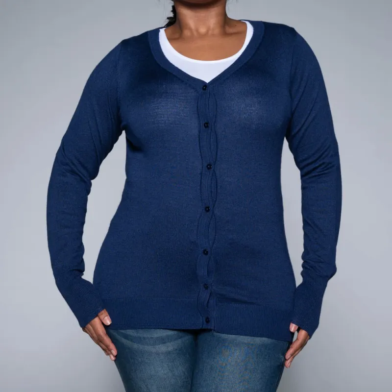Navy Long Sleeve Cardigan made by Fashion World