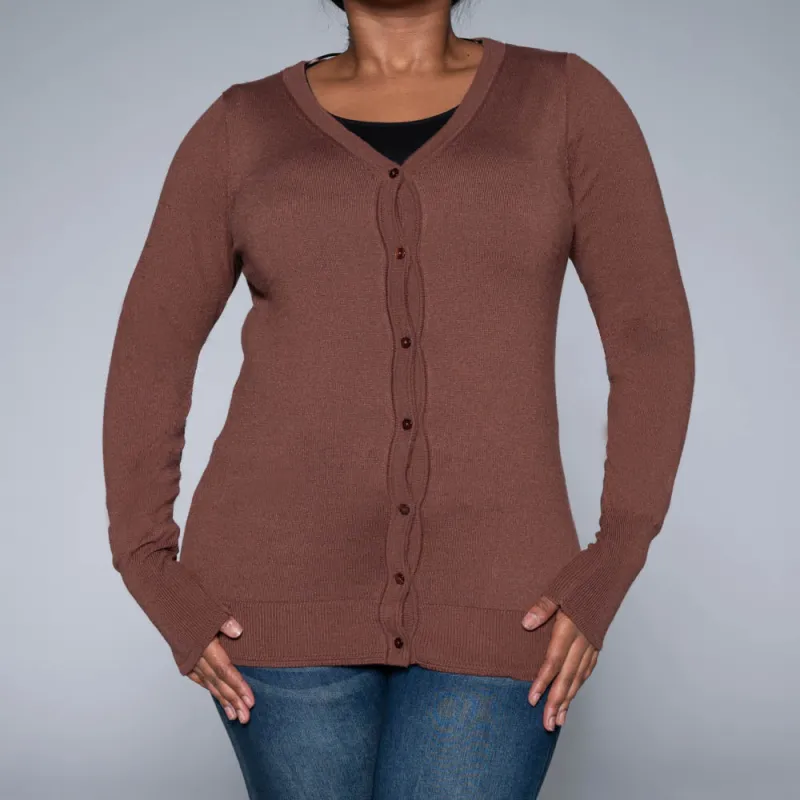Brown Long Sleeve Cardigan made by Fashion World