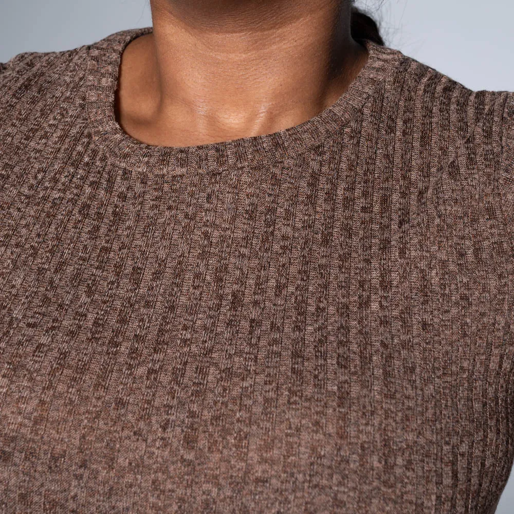 Brown Short Sleeve Rib Dress sold by Fashion World product image thumbnail 2