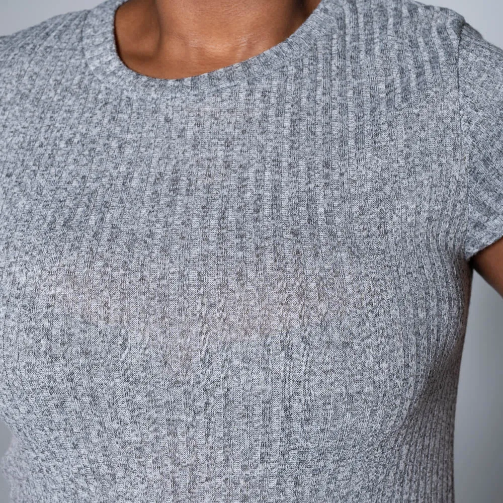 Grey Short Sleeve Rib Dress sold by Fashion World product image thumbnail 2