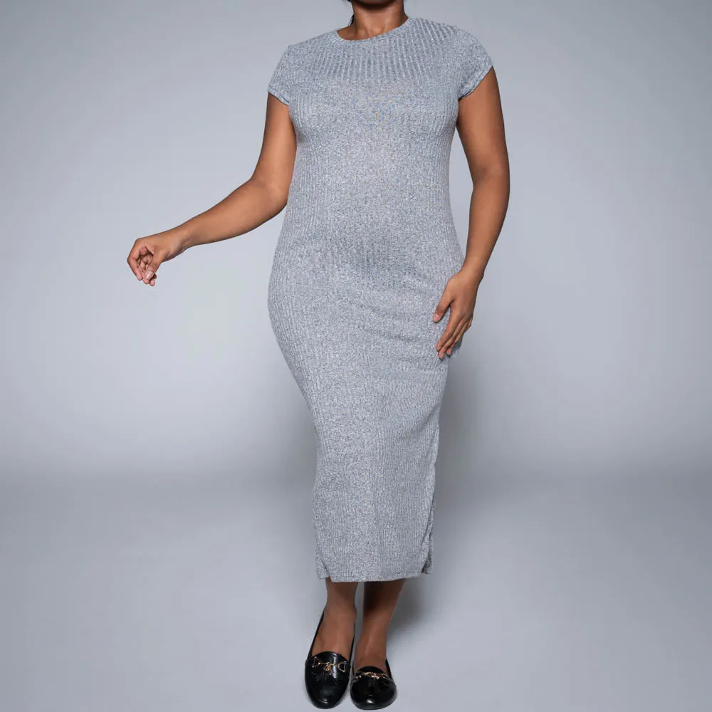 Grey Short Sleeve Rib Dress sold by Fashion World product image thumbnail 5