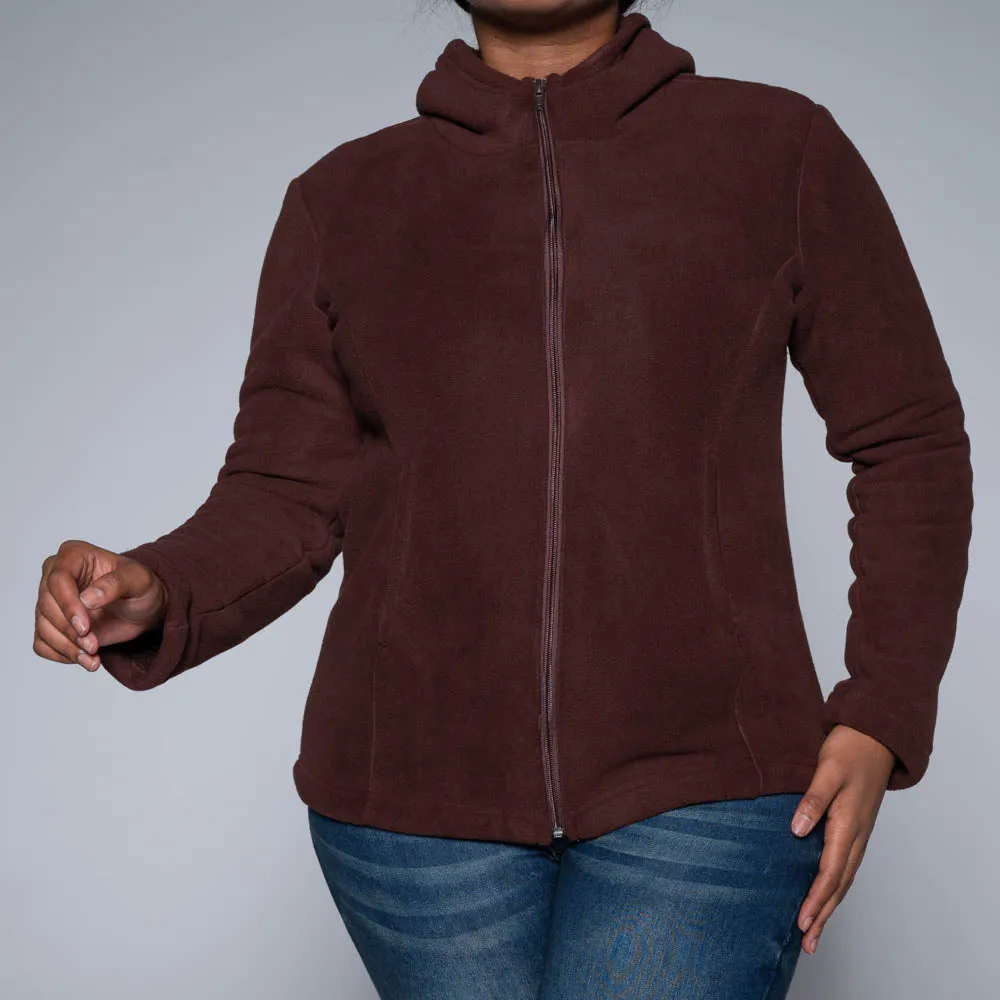 Chocolate Fluffy Fleece Hooded Jacket sold by Fashion World product image thumbnail 5