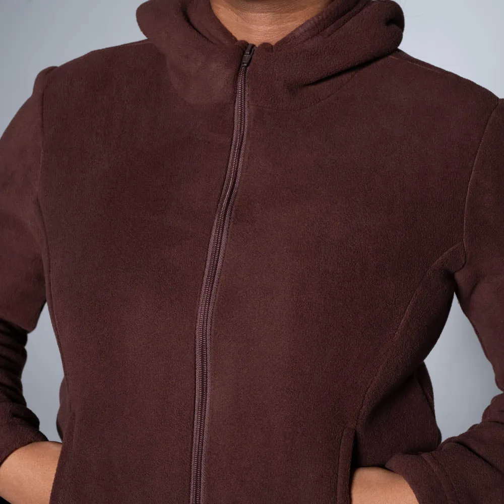 Chocolate Fluffy Fleece Hooded Jacket sold by Fashion World product image thumbnail 2