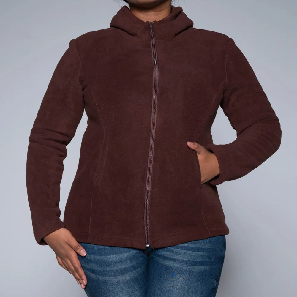 Chocolate Fluffy Fleece Hooded Jacket sold by Fashion World
