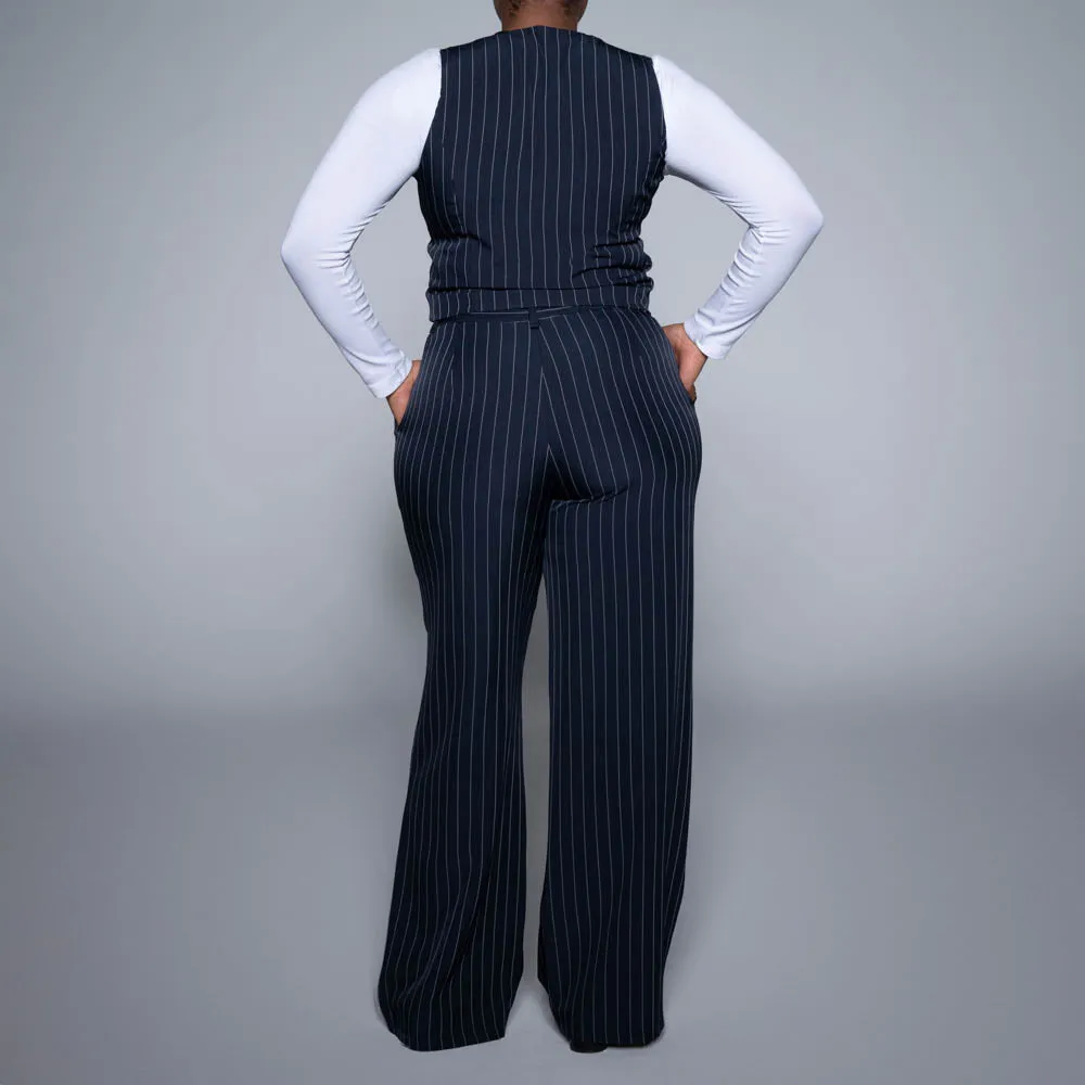 Navy Stripe Suit Waistcoat sold by Fashion World product image thumbnail 5