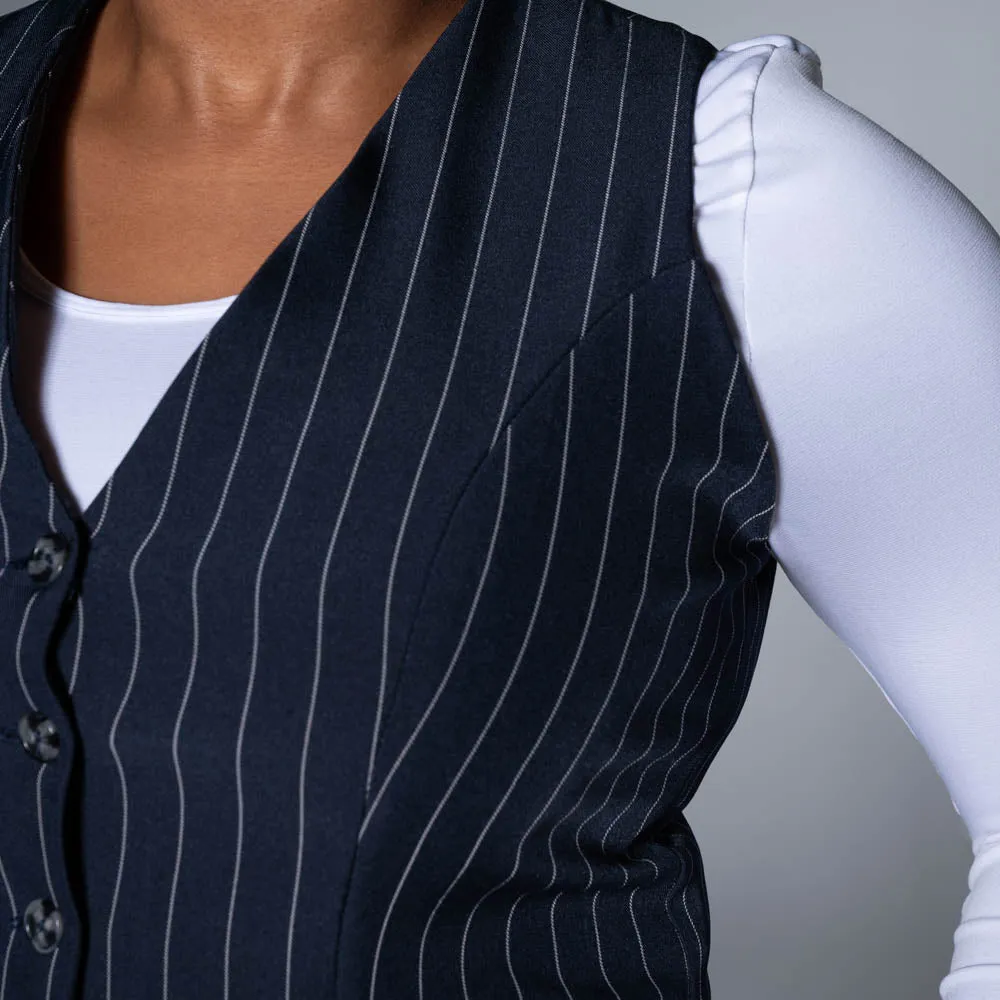 Navy Stripe Suit Waistcoat sold by Fashion World product image thumbnail 4