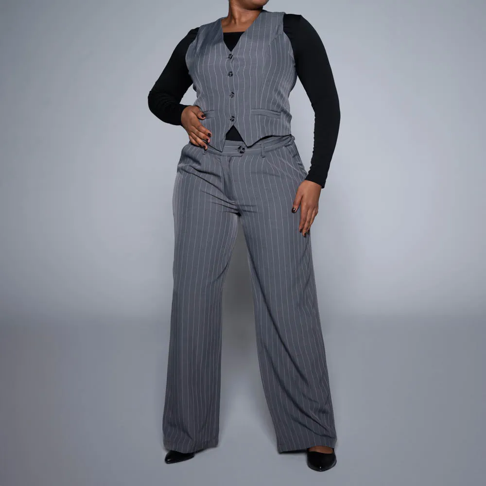 Grey Stripe Suit Waistcoat sold by Fashion World