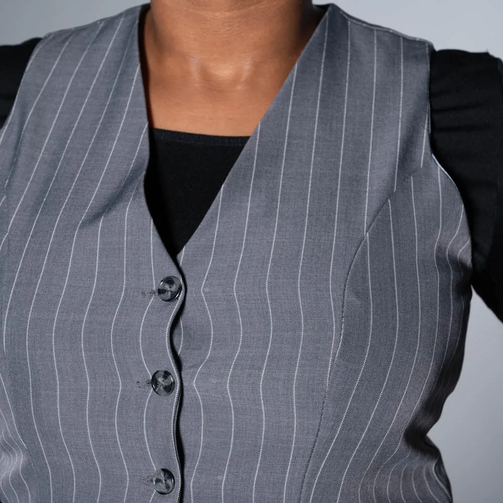 Grey Stripe Suit Waistcoat sold by Fashion World product image thumbnail 2