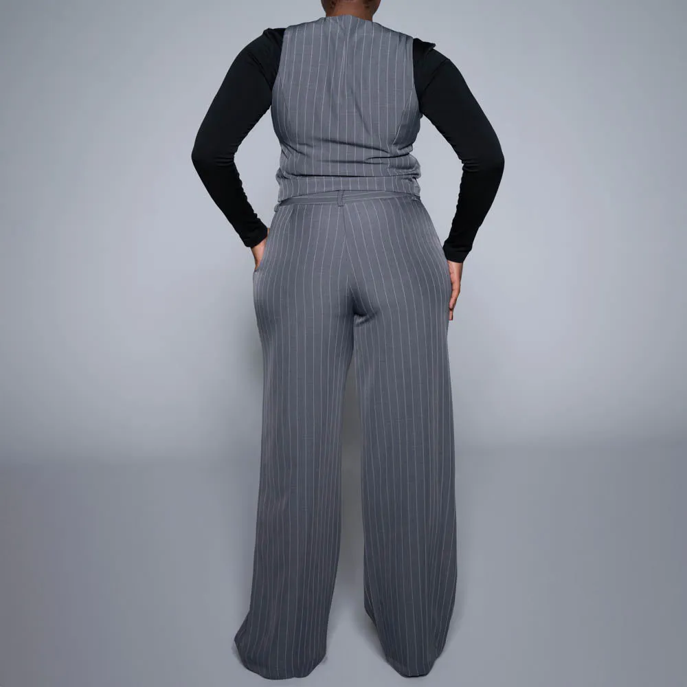 Grey Stripe Suit Waistcoat sold by Fashion World product image thumbnail 5