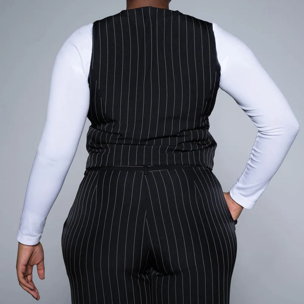 Black Stripe Suit Waistcoat sold by Fashion World product image thumbnail 2