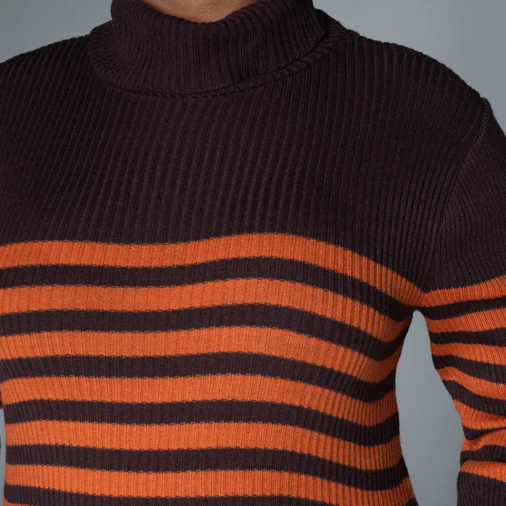 Chocolate Stripe Poloneck Jumper sold by Fashion World product image thumbnail 2