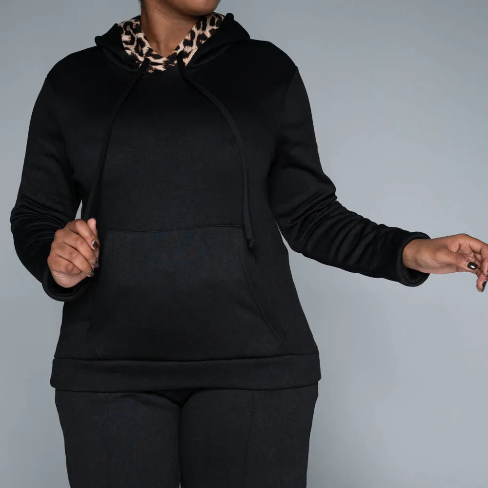 Black Hooded Track Top sold by Fashion World