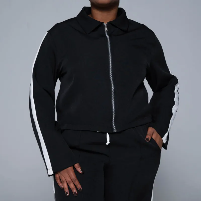 Black Barbie Twill Track Top sold by Fashion World