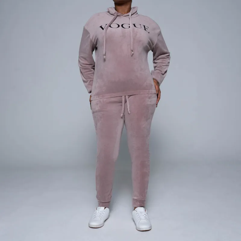 Mauve Velour Track Top sold by Fashion World