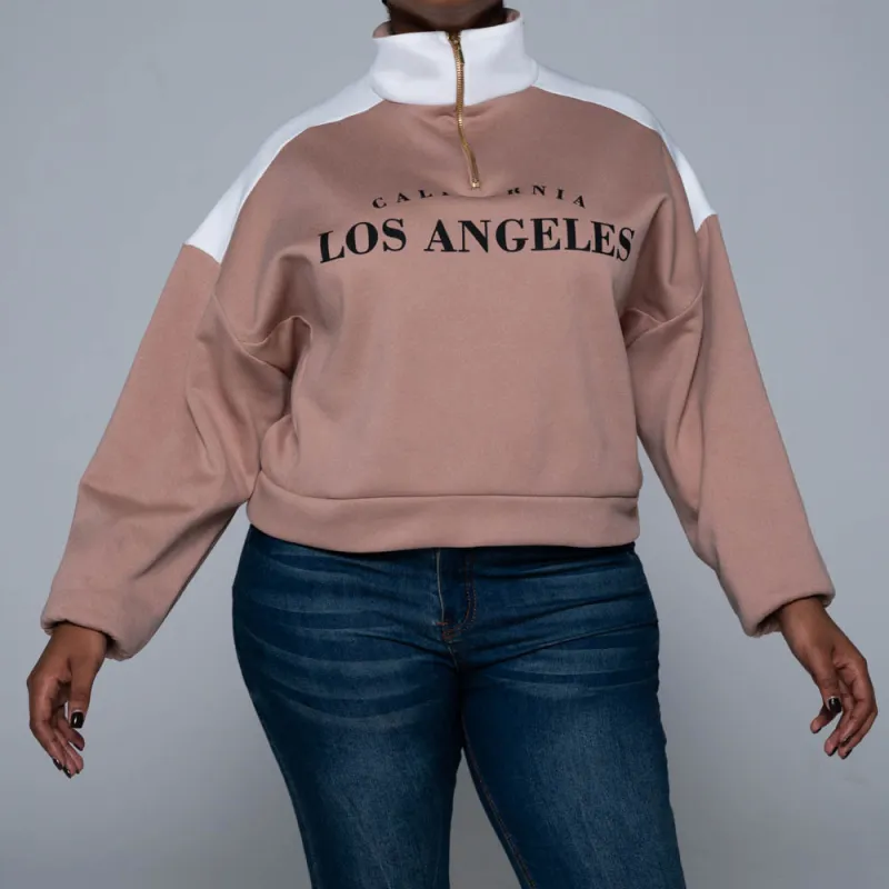 Camel Front Zip Top sold by Fashion World