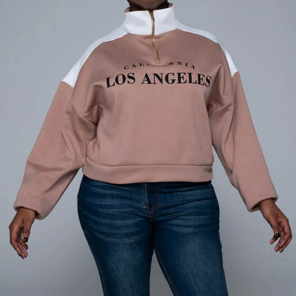 Camel Front Zip Top sold by Fashion World