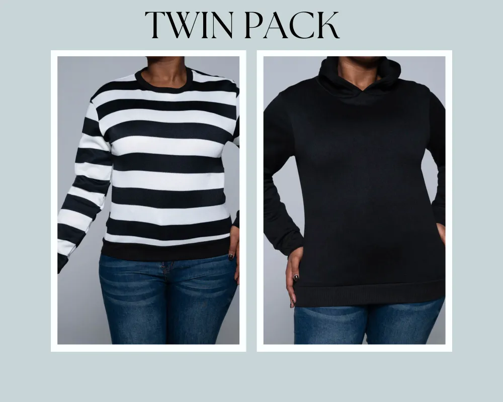 Twin Pack Hoodie And Striped Top sold by Fashion World