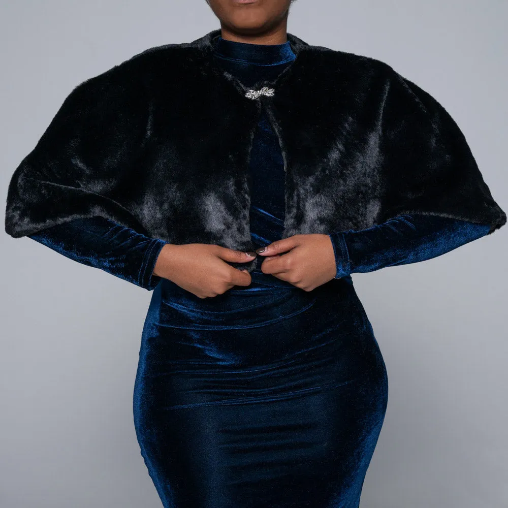 Black Fur Cape sold by Fashion World product image thumbnail 4