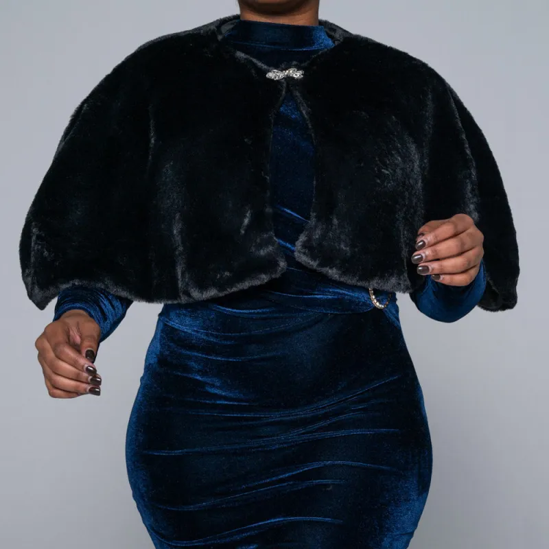 Black Fur Cape sold by Fashion World
