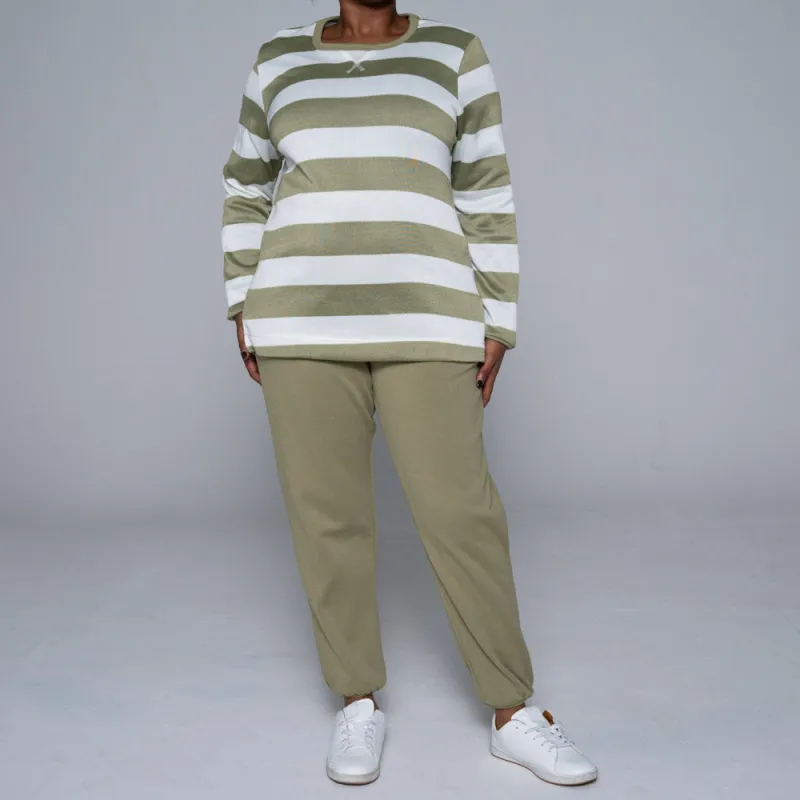 Olive Plus Size Spun Poly Track Pants sold by Fashion World