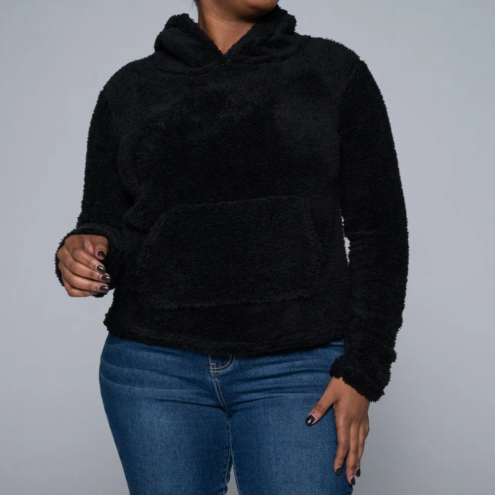 Black Fluffy Fleece Hoodie sold by Fashion World product image thumbnail 5