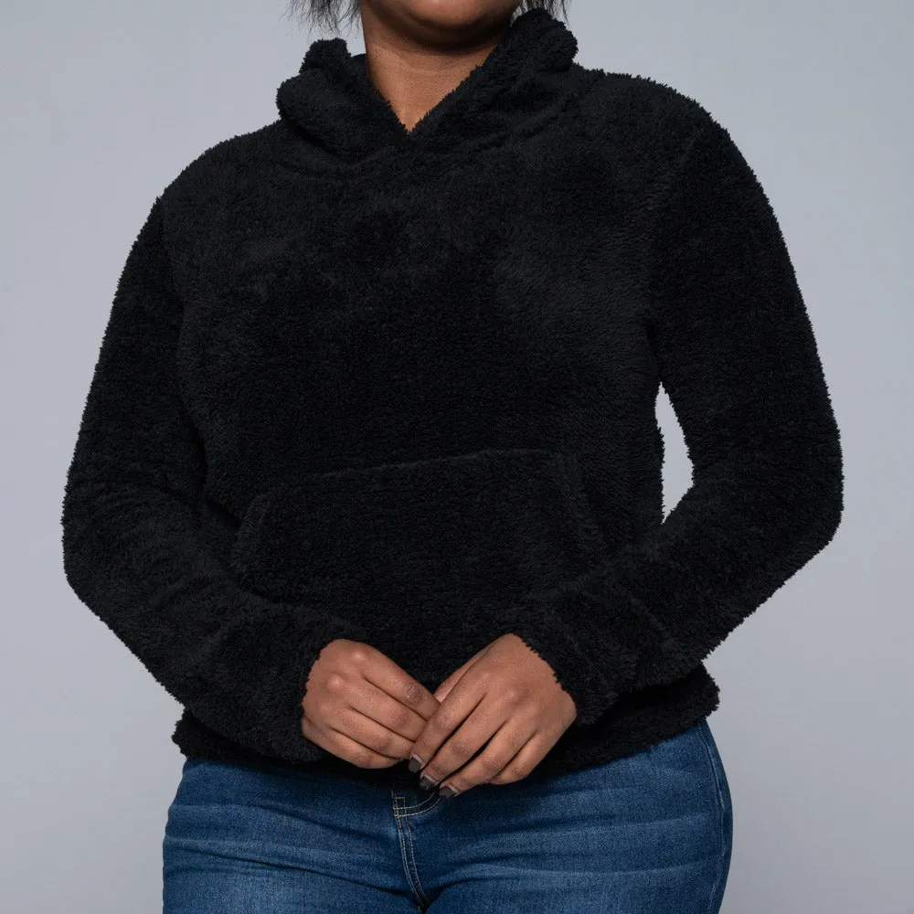 Black Fluffy Fleece Hoodie sold by Fashion World product image thumbnail 3