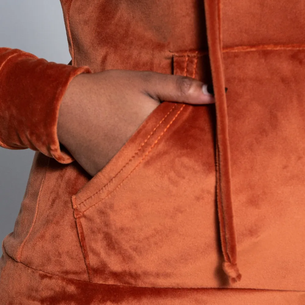 Plus Size Rust Velour Hooded Track Top sold by Fashion World product image thumbnail 2